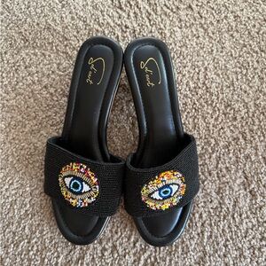 Black Evil Eye ( for protection)Beaded Women's Shoes